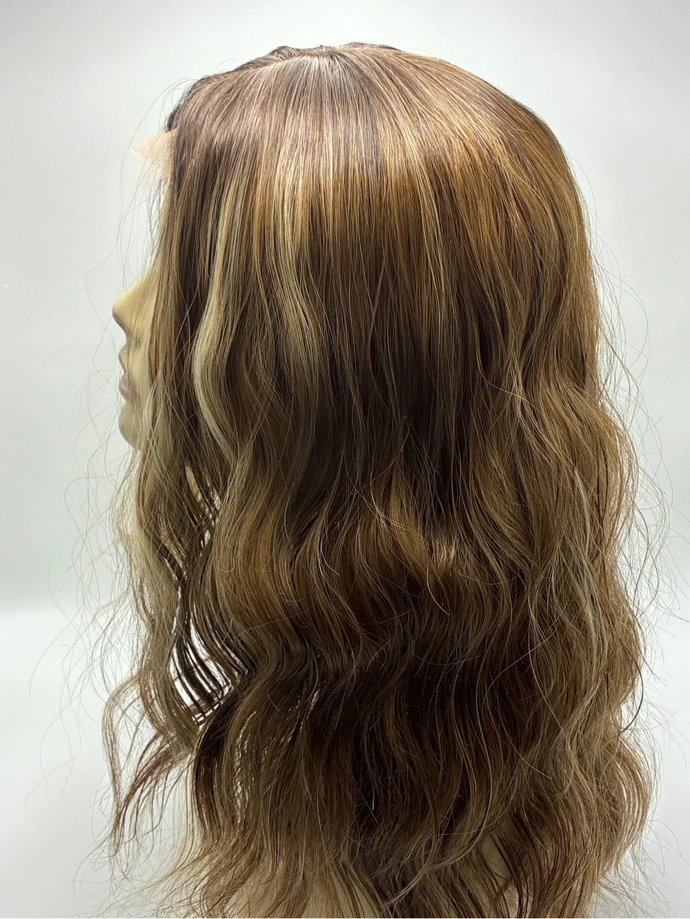 Natural Wavy Women's Wig in Light Brown Blonde Highlights.  Synthetic. 20”